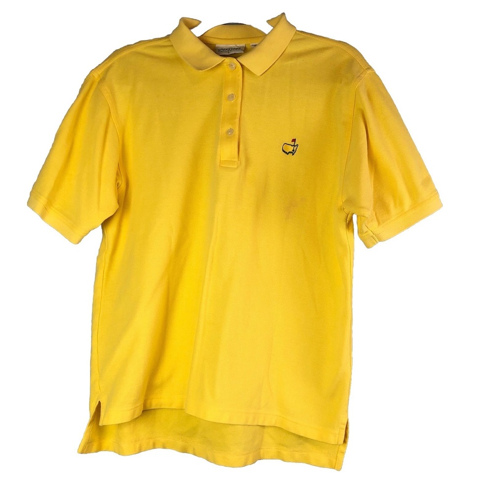 Masters Collection Mens Polo Shirt‎ Size Large Yellow Short Sleeve Golf FLAW